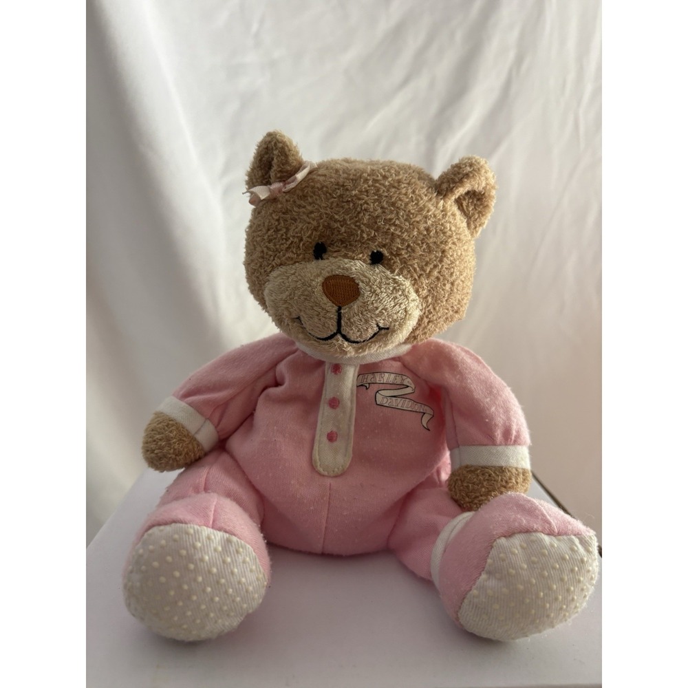 Harley-Davidson Pink Teddy Bear Plush Stuffed Animal in Pajamas Rose Graphic